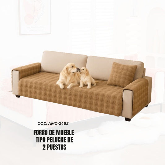 Forro de mueble tipo peluche de 2 puestos